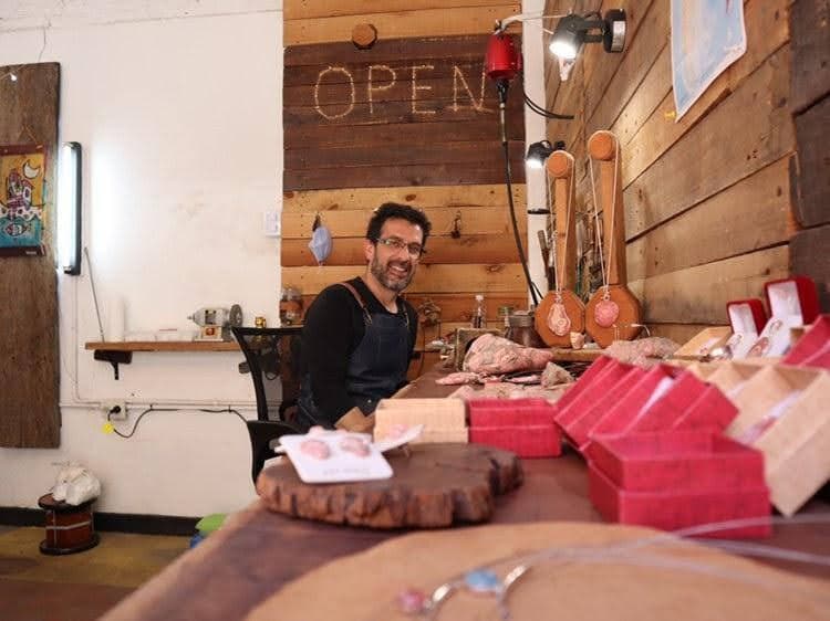 Guillermo Montes working at the workshop